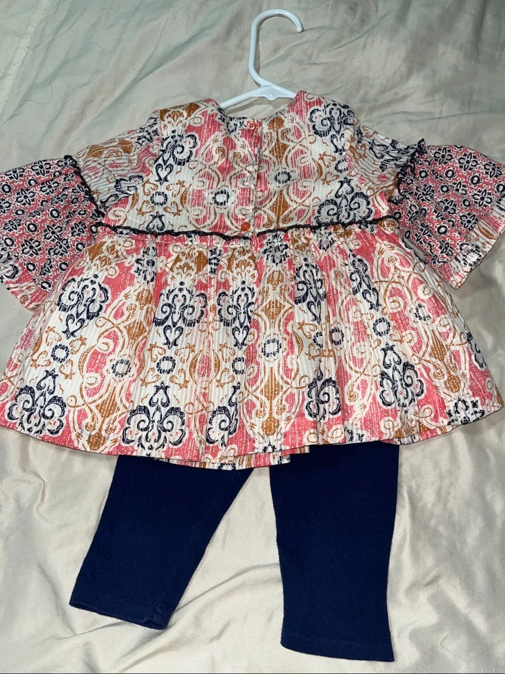 PASTOURELLE Baby Two-Piece Tunic Set with Navy Leggings